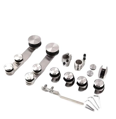 High Hardness and Durable Silver/black Glass Bathroom Sliding Door Kit for 6-12mm Glass
