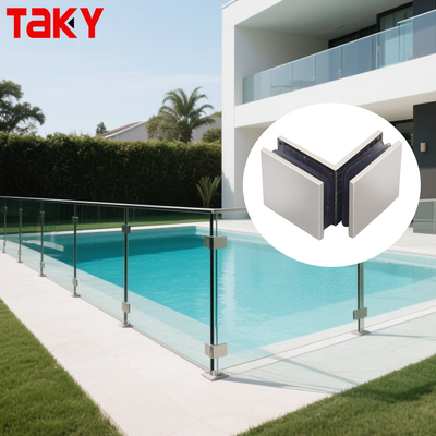 Stainless Steel Polished Glass Door Brackets 90 Degree Door Square Fixed Clamp