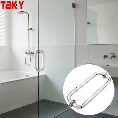 SS304 Stainless Steel Shower Glass Door Handle with Polished Nickel Finish and 203*203*19*1.0mm Size