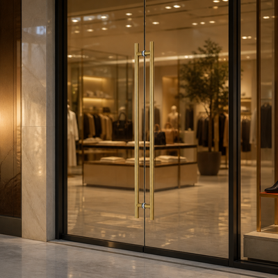 Modern Design Long Hotel Glass Door Handles Luxury Gold Stainless Steel Pull Handle
