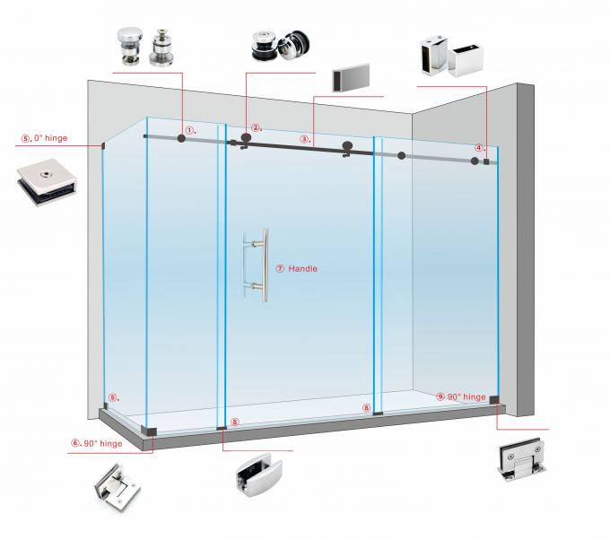 Modern Design 180 Degree Brass or Stainless Steel Glass Hardware Bathroom Door Shower Lifting Hinge 10