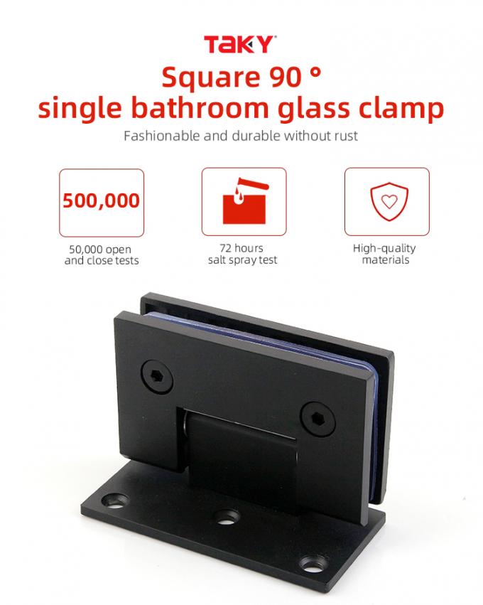 Modern Design Matt Black Stainless Steel 90 Degree Wall Mounted Shower Glass Door Hinge 1