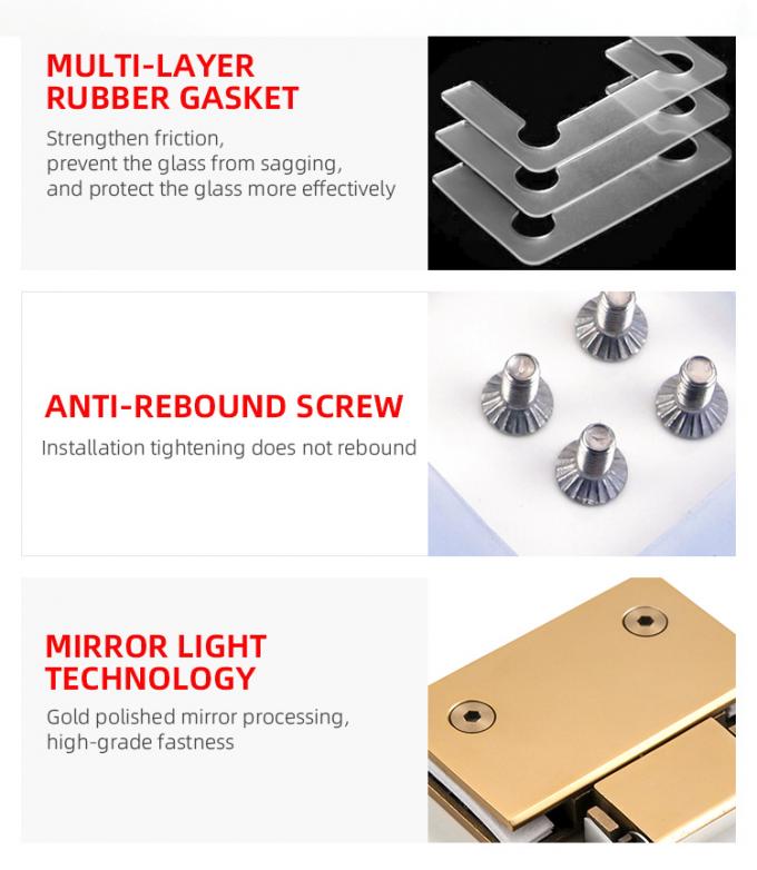 Modern Design 304 Stainless Steel Glass to Glass Hinge 180 Degree Bathroom Gate Clamp 6