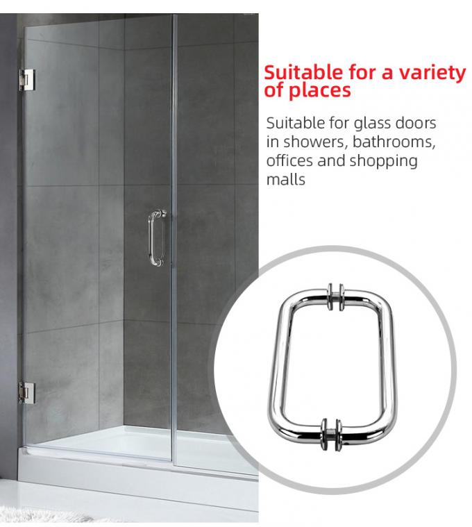 304 Stainless Steel Satin Gold Round Back to Back Pull Glass Door Handle for Hotel Spa 2