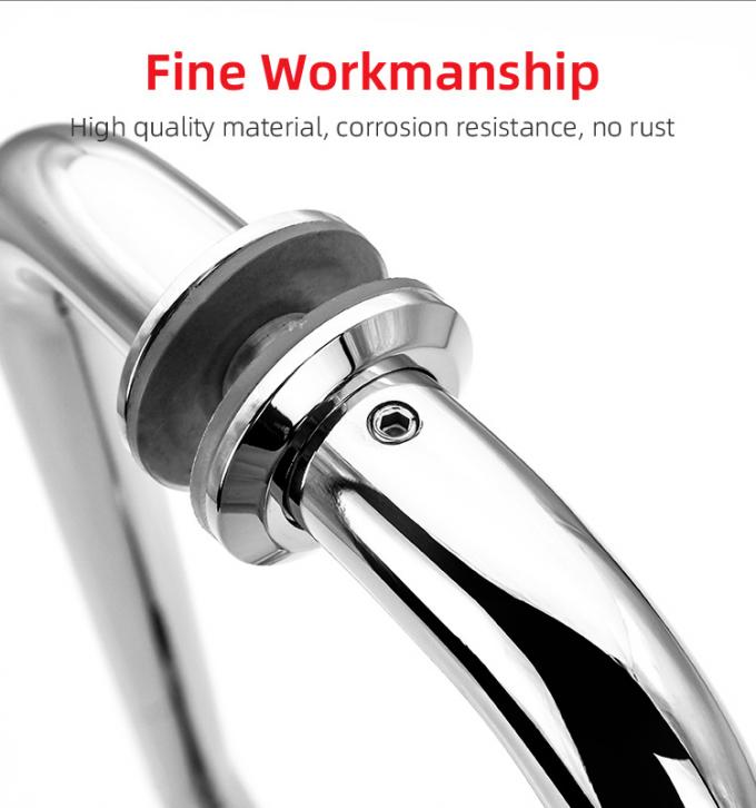 304 Stainless Steel Satin Gold Round Back to Back Pull Glass Door Handle for Hotel Spa 6