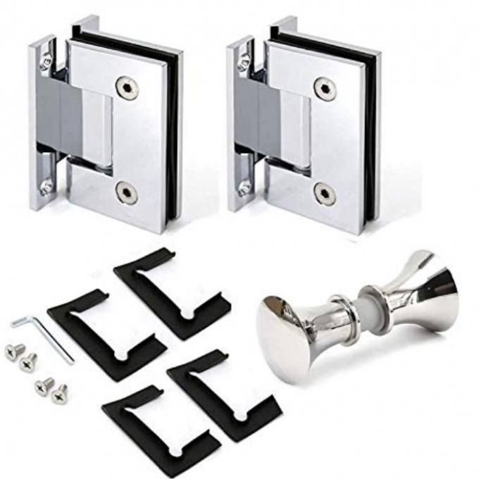 304 Stainless Steel Glass to Wall Hardware Shower Hinge Silver Coating Wall Mount 2